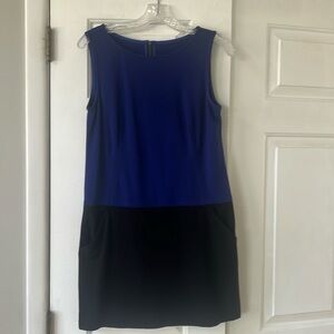 LOFT drop waist purple and black sleeveless dress, size 6 petite